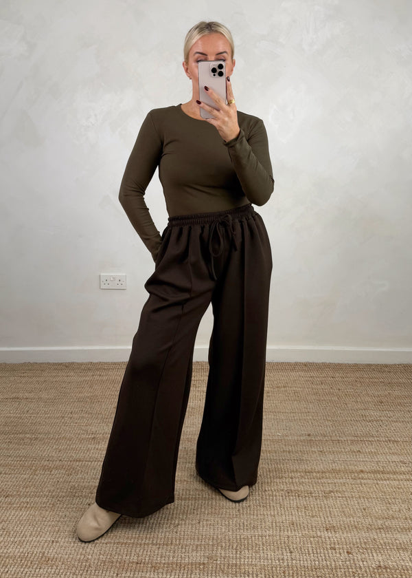Straight leg jogger - chocolate-The Style Attic