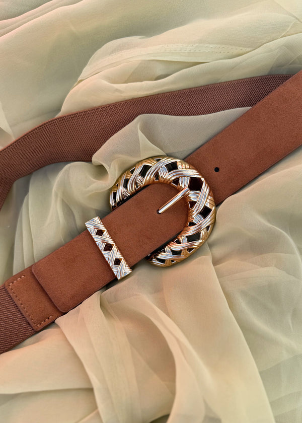 Stretch back belt - tan-The Style Attic