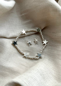 Stretch bracelet & earring set - mini star silver-The Style Attic