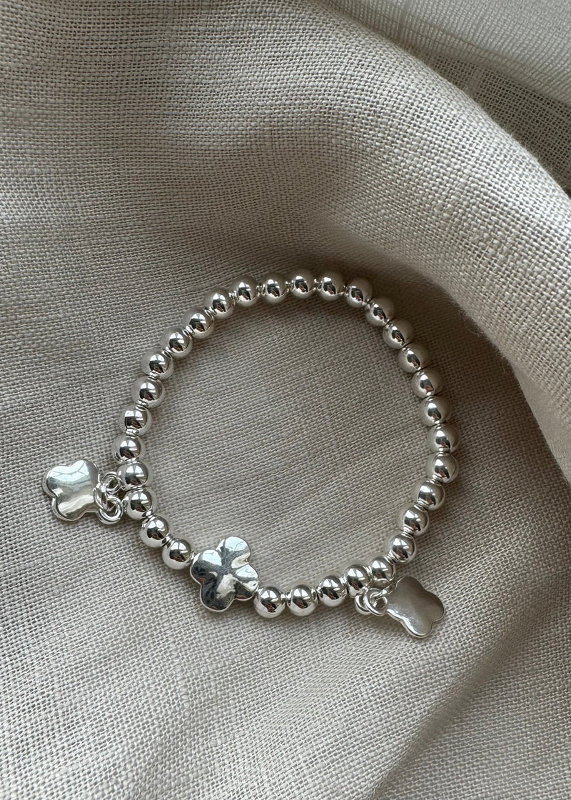 Stretch charm bracelet - 3 clover silver-The Style Attic