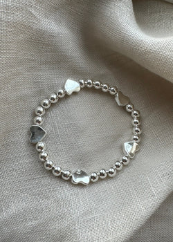Stretch charm bracelet - heart silver-The Style Attic