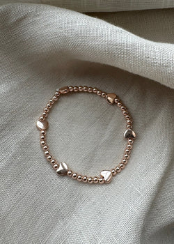Stretch charm bracelet - mini heart rose gold-The Style Attic