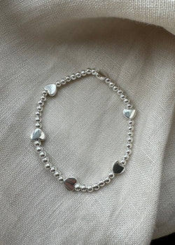 Stretch charm bracelet - mini heart silver-The Style Attic