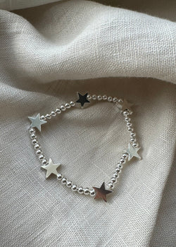 Stretch charm bracelet - mini star silver-The Style Attic