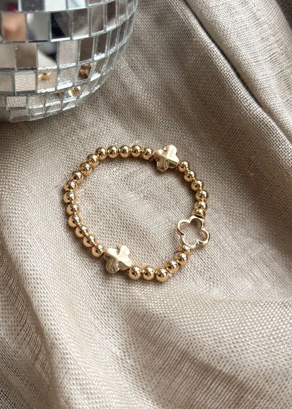 Stretch clover bracelet - gold-The Style Attic