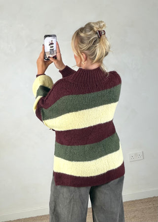 Striped Kurt grunge knit - Merlot 3 stripe-The Style Attic