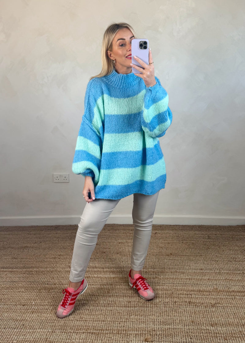 Striped Kurt grunge knit - aqua-The Style Attic