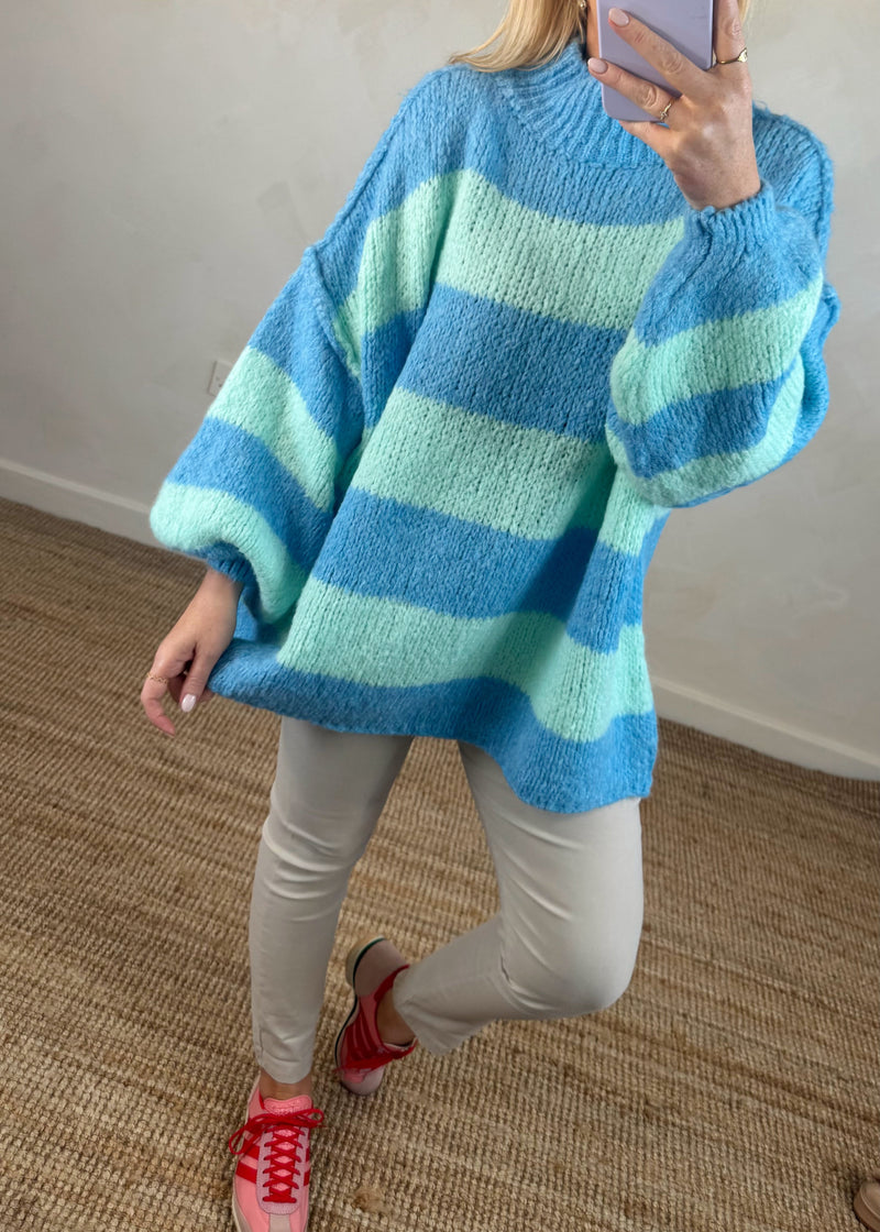 Striped Kurt grunge knit - aqua-The Style Attic