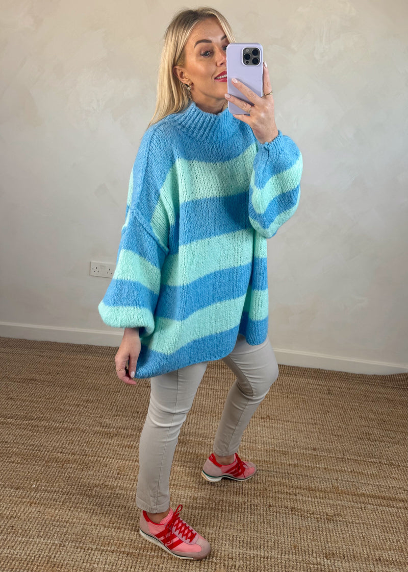 Striped Kurt grunge knit - aqua-The Style Attic