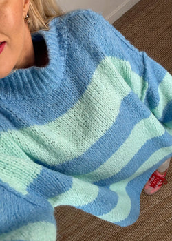 Striped Kurt grunge knit - aqua-The Style Attic