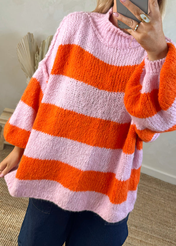 Striped Kurt grunge knit - orange/pink-The Style Attic