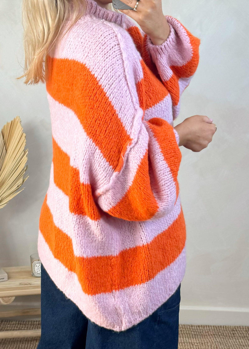 Striped Kurt grunge knit - orange/pink-The Style Attic