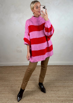 Striped Kurt grunge knit - red/pink-The Style Attic