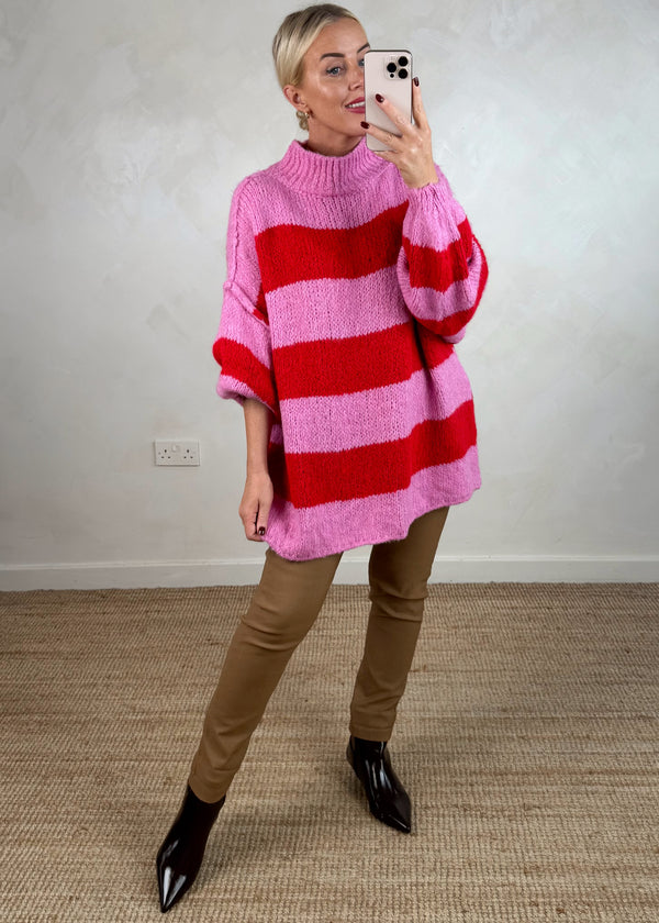 Striped Kurt grunge knit - red/pink-The Style Attic