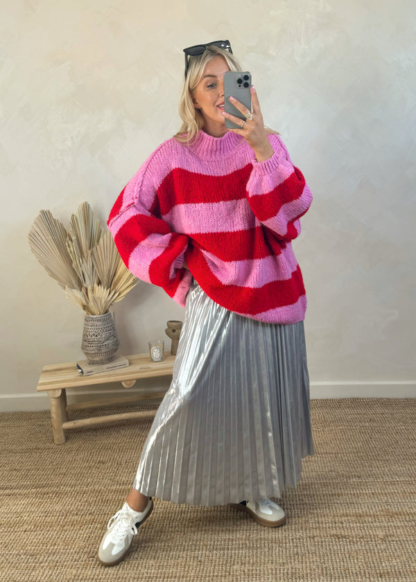 Striped Kurt grunge knit - red/pink-The Style Attic