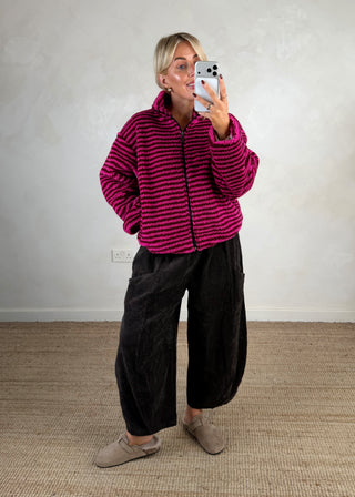Striped fleece - Merlot-The Style Attic