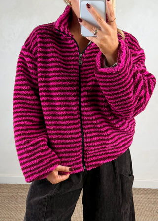 Striped fleece - Merlot-The Style Attic