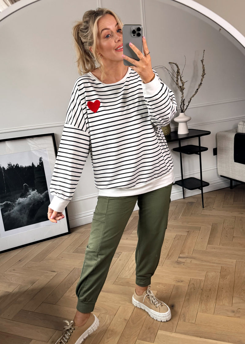 Striped heart sweater-The Style Attic
