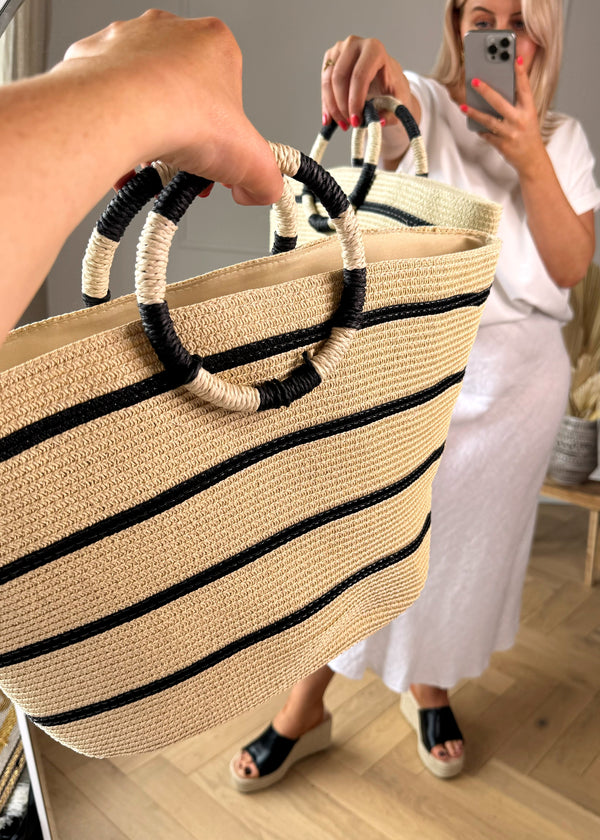 Striped ring tote-The Style Attic