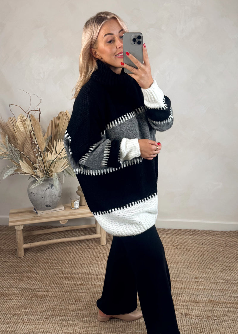 Striped stitch knit - black-The Style Attic