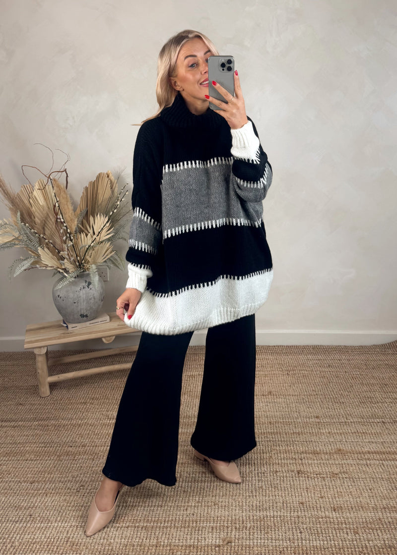 Striped stitch knit - black-The Style Attic