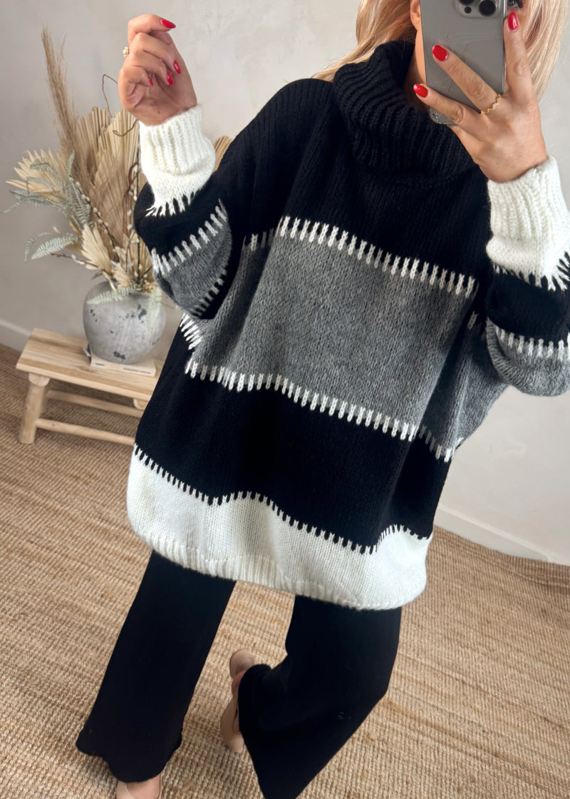 Striped stitch knit - black-The Style Attic