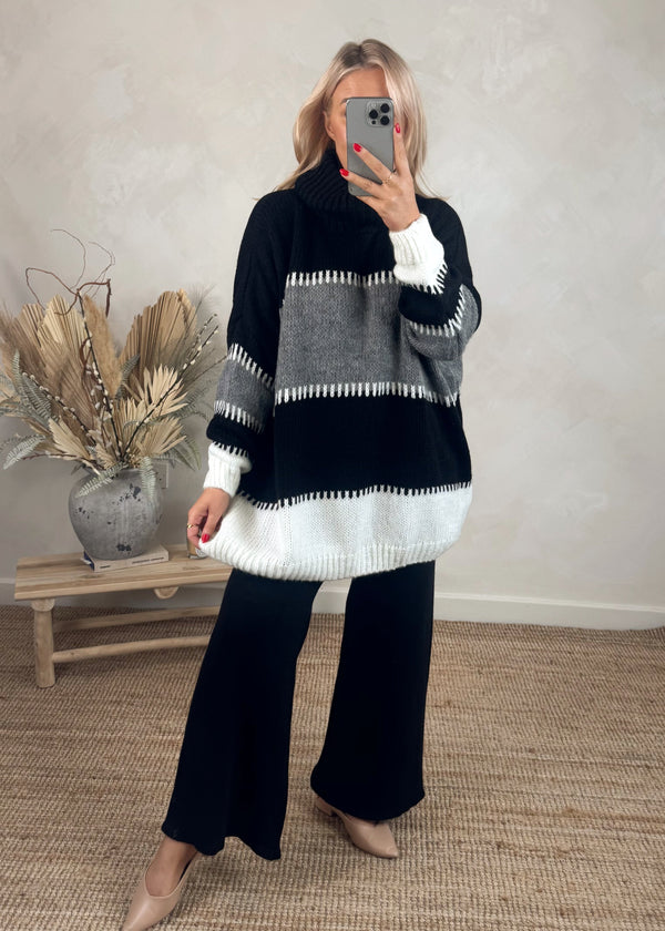 Striped stitch knit - black-The Style Attic