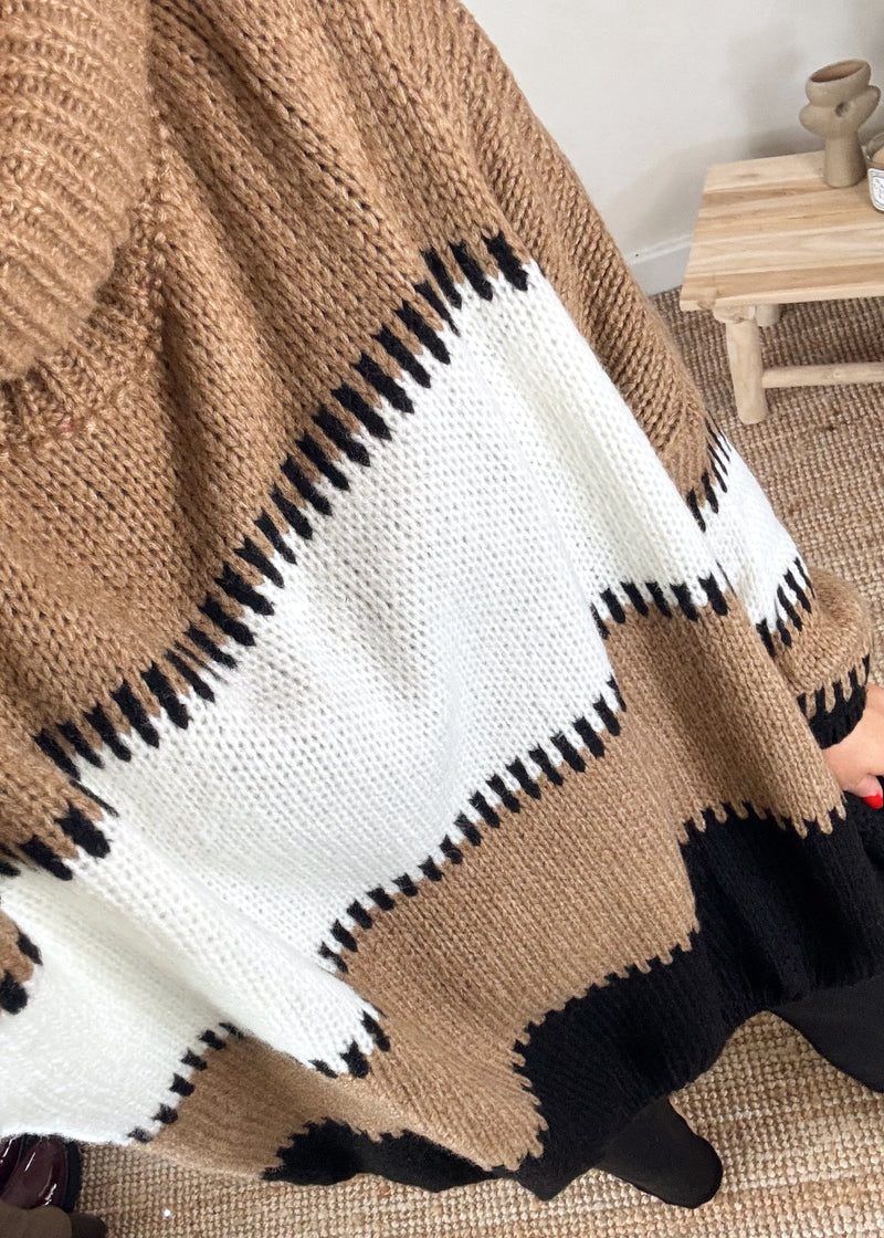 Striped stitch knit - camel-The Style Attic