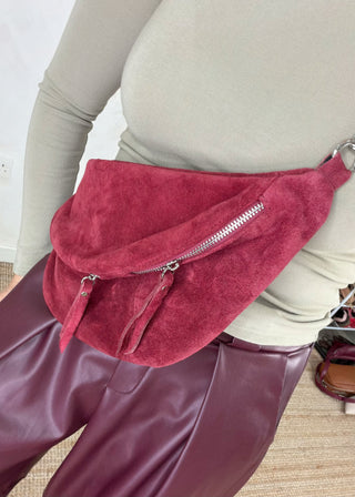 Suede Tori sling bag - Berry-The Style Attic