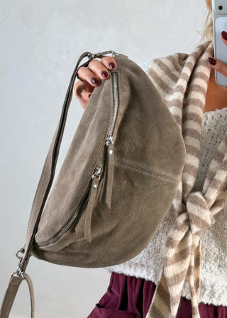 Suede Tori sling bag - Taupe-The Style Attic