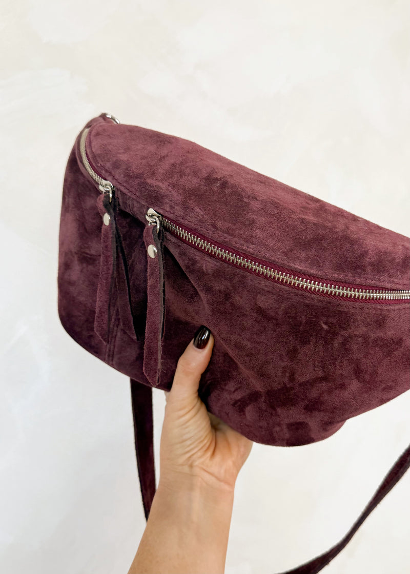 Suede Tori sling bag - merlot-The Style Attic