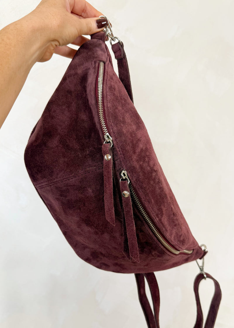 Suede Tori sling bag - merlot-The Style Attic