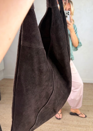 Suede bucket bag - Chocolate-The Style Attic