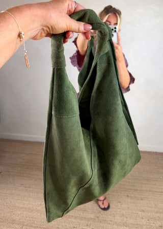 Suede bucket bag - Dark green-The Style Attic