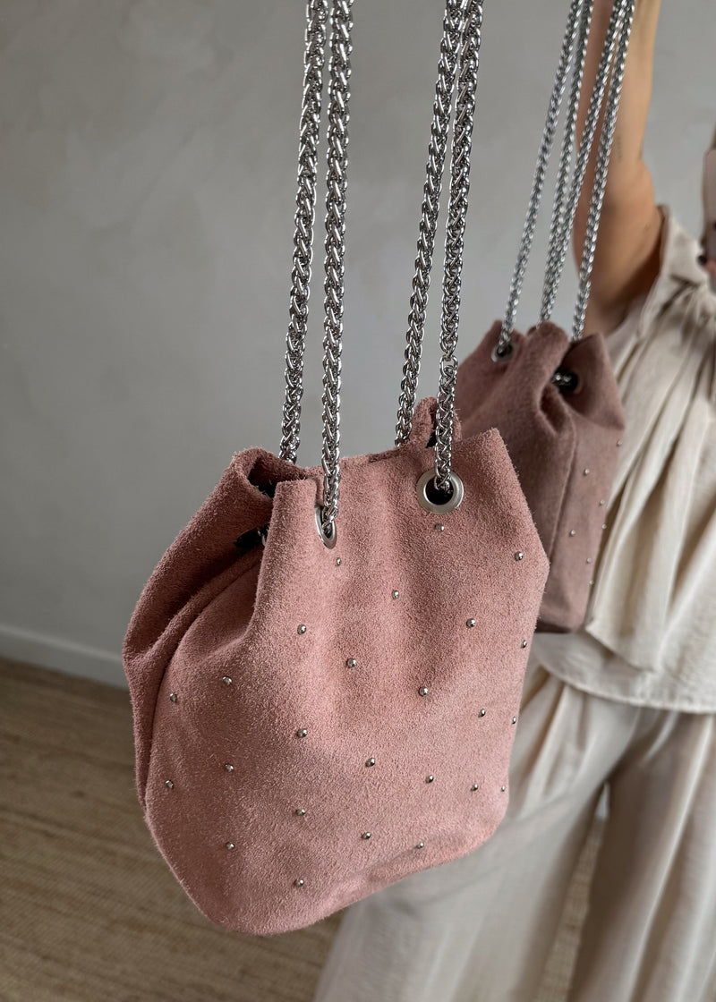 Suede pouch bag - blush-The Style Attic
