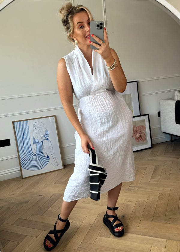 Suki linen dress - white-The Style Attic