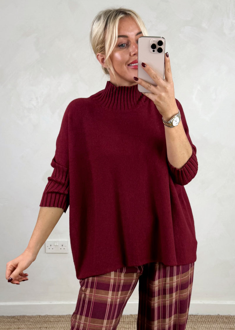 Susannah ribbed knit - Merlot-The Style Attic
