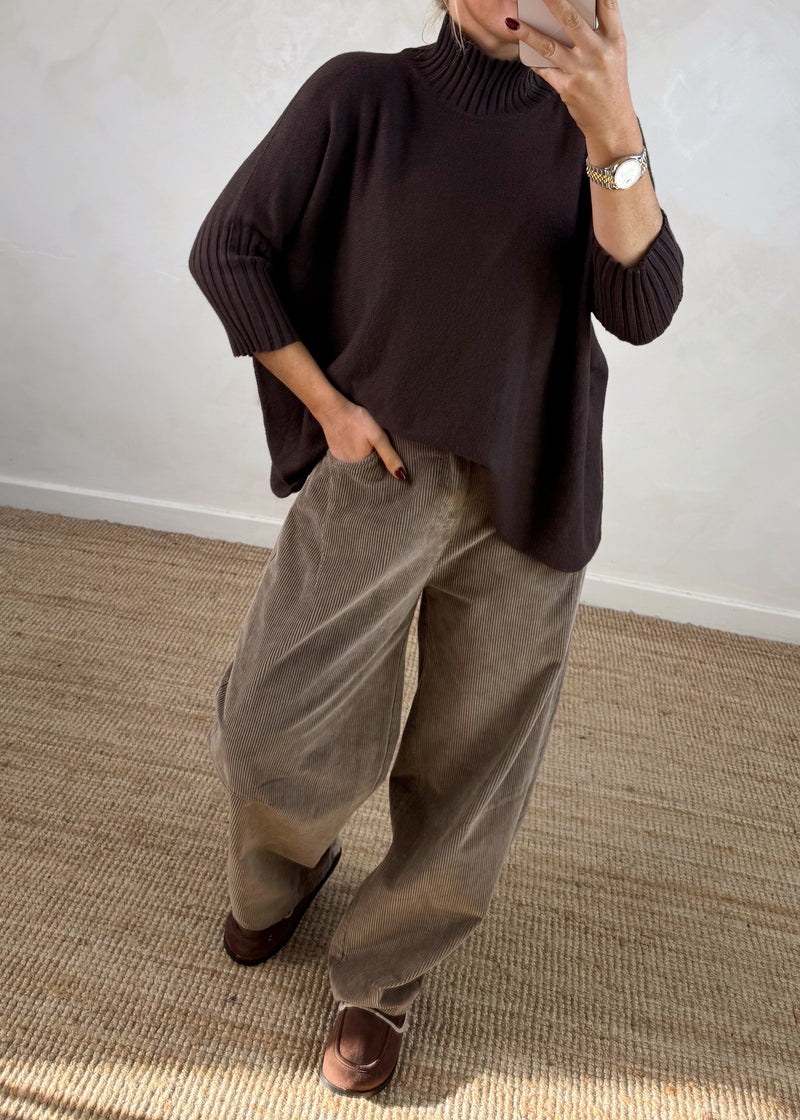 Susannah ribbed knit - chocolate-The Style Attic