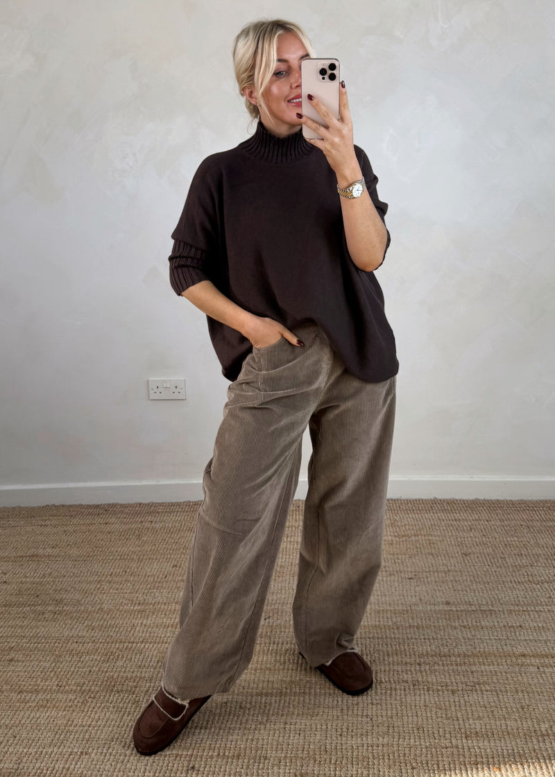 Susannah ribbed knit - chocolate-The Style Attic