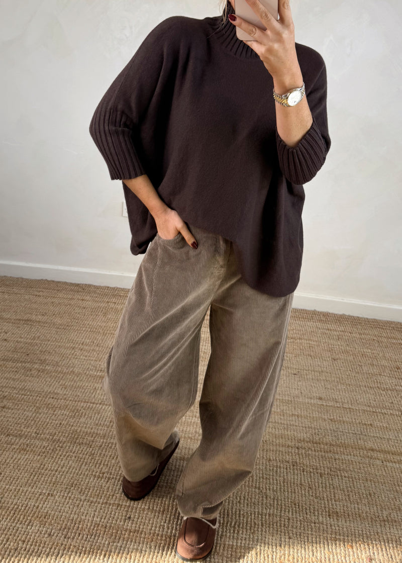 Susannah ribbed knit - chocolate-The Style Attic