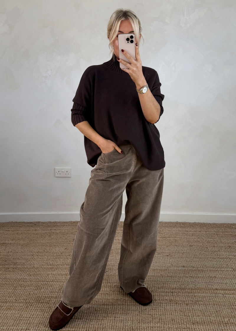 Susannah ribbed knit - chocolate-The Style Attic