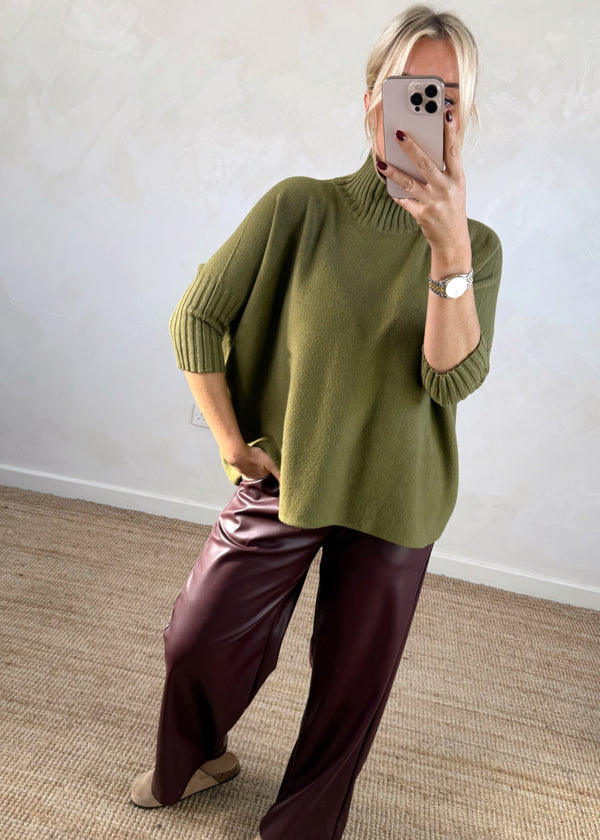 Susannah ribbed knit - olive-The Style Attic