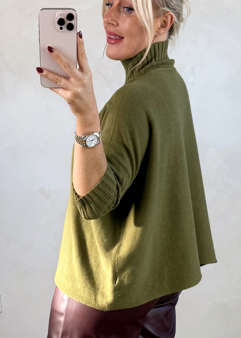 Susannah ribbed knit - olive-The Style Attic