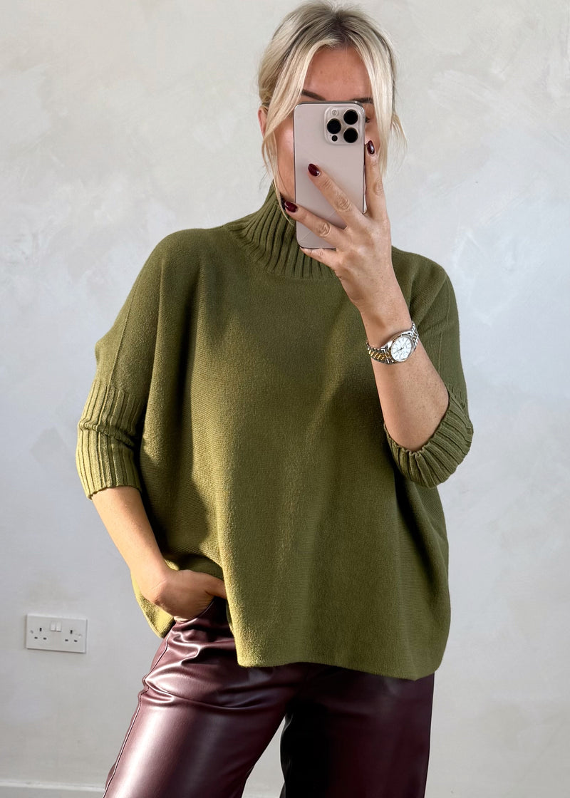Susannah ribbed knit - olive-The Style Attic