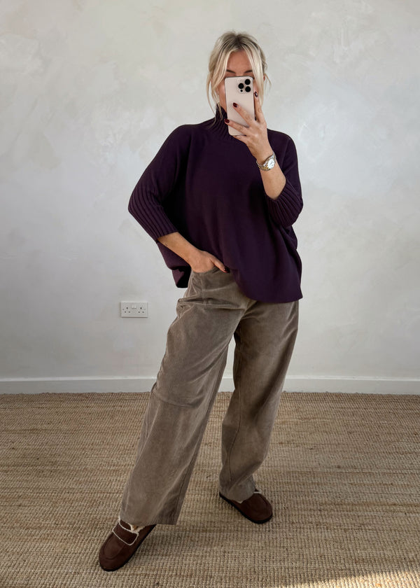 Susannah ribbed knit - plum-The Style Attic