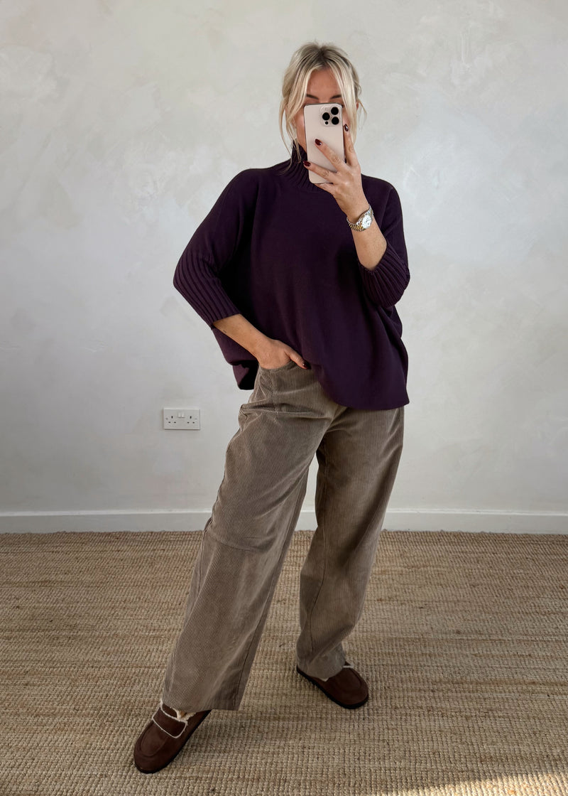 Susannah ribbed knit - plum-The Style Attic