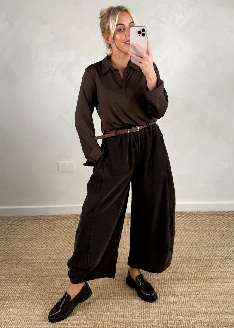 Suzie layering shirt - chocolate-The Style Attic