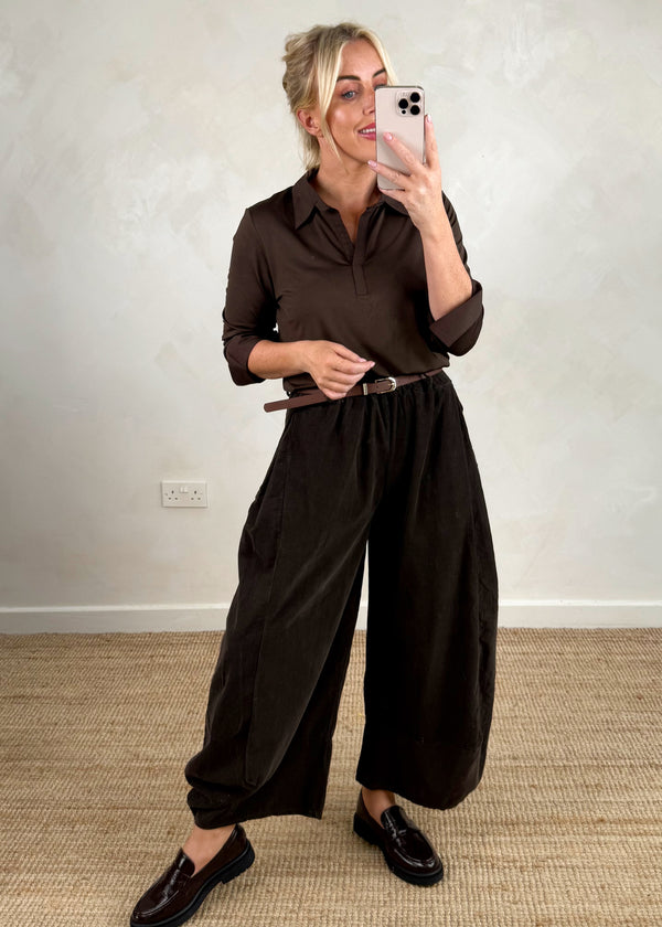 Suzie layering shirt - chocolate-The Style Attic