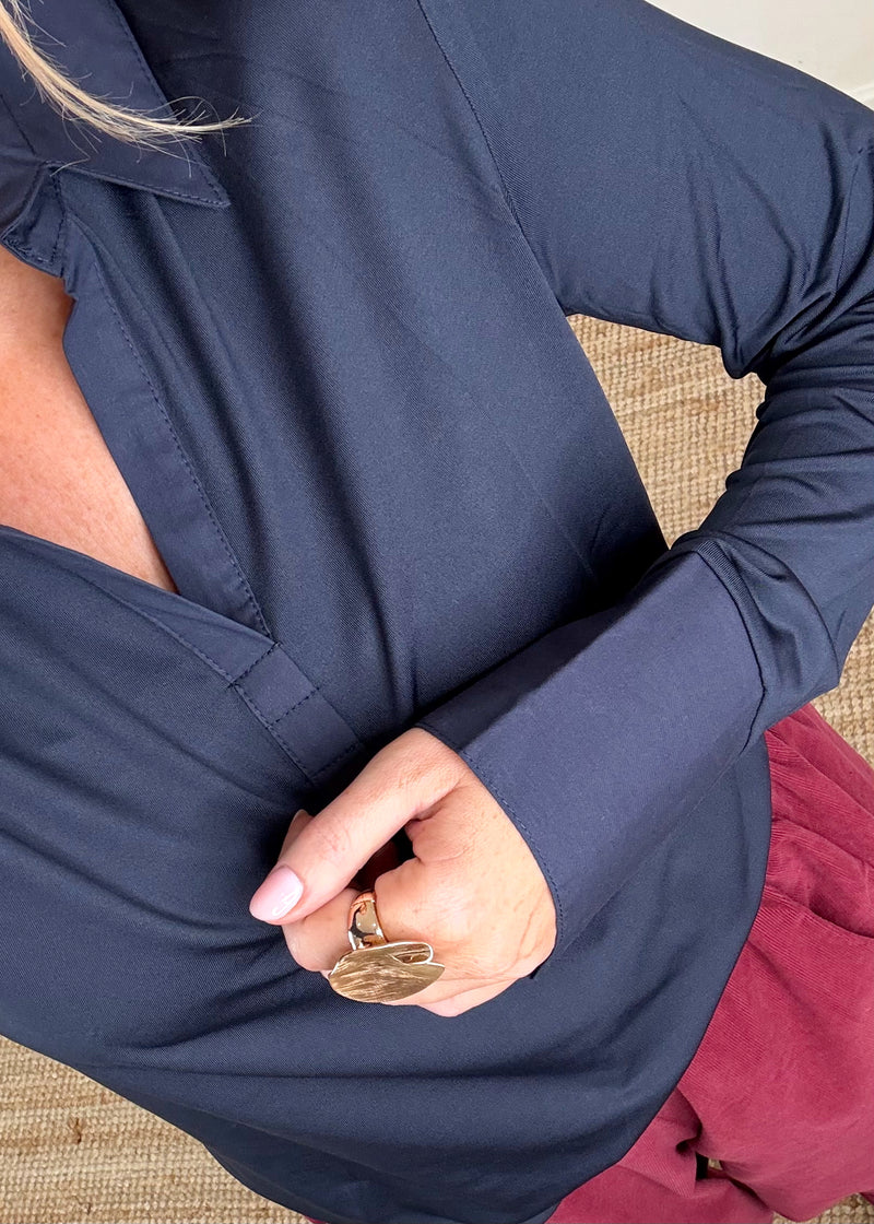 Suzie layering shirt - navy-The Style Attic