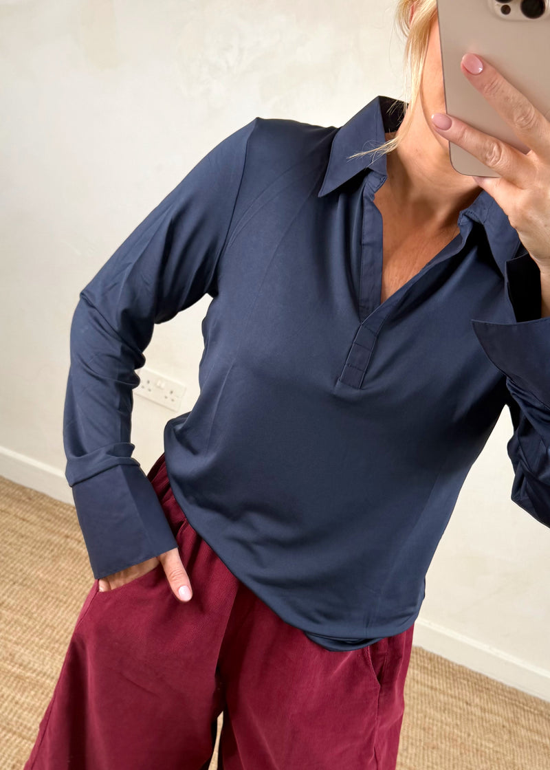 Suzie layering shirt - navy-The Style Attic